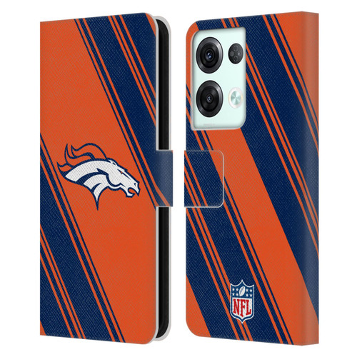 NFL Denver Broncos Artwork Stripes Leather Book Wallet Case Cover For OPPO Reno8 Pro