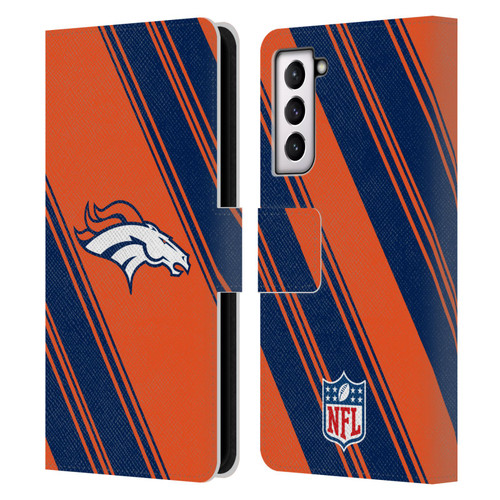 NFL Denver Broncos Artwork Stripes Leather Book Wallet Case Cover For Samsung Galaxy S21 5G