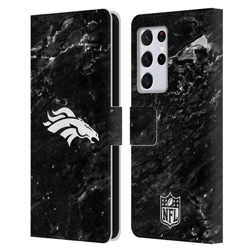 NFL Denver Broncos Artwork Marble Leather Book Wallet Case Cover For Samsung Galaxy S21 Ultra 5G