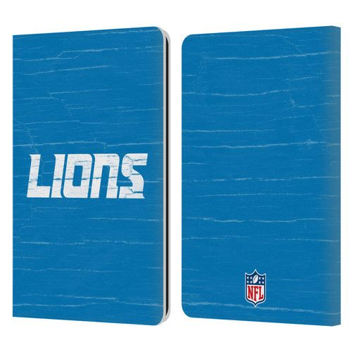 NFL Detroit Lions Logo Distressed Look Leather Book Wallet Case Cover For Amazon Kindle Paperwhite 1 / 2 / 3