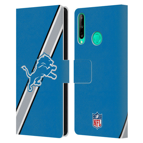 NFL Detroit Lions Logo Stripes Leather Book Wallet Case Cover For Huawei P40 lite E