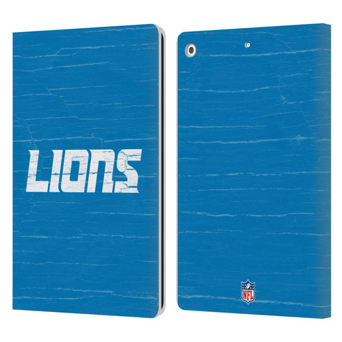 NFL Detroit Lions Logo Distressed Look Leather Book Wallet Case Cover For Apple iPad 10.2 2019/2020/2021