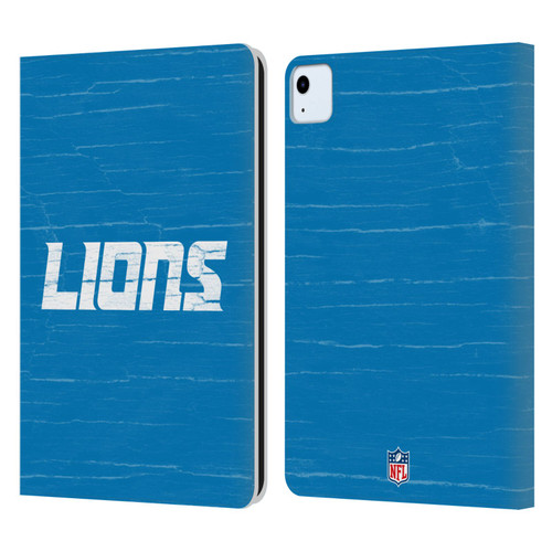 NFL Detroit Lions Logo Distressed Look Leather Book Wallet Case Cover For Apple iPad Air 2020 / 2022
