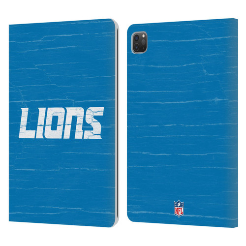 NFL Detroit Lions Logo Distressed Look Leather Book Wallet Case Cover For Apple iPad Pro 11 2020 / 2021 / 2022