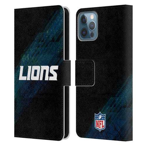 NFL Detroit Lions Logo Blur Leather Book Wallet Case Cover For Apple iPhone 12 / iPhone 12 Pro
