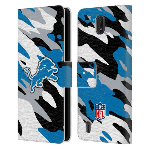 NFL Detroit Lions Logo Camou Leather Book Wallet Case Cover For Nokia C01 Plus/C1 2nd Edition