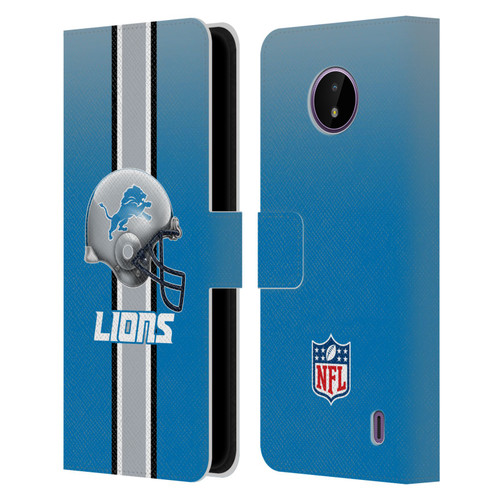 NFL Detroit Lions Logo Helmet Leather Book Wallet Case Cover For Nokia C10 / C20