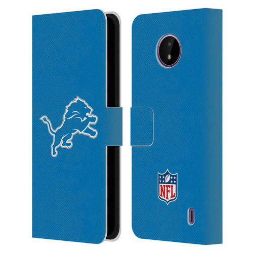 NFL Detroit Lions Logo Plain Leather Book Wallet Case Cover For Nokia C10 / C20