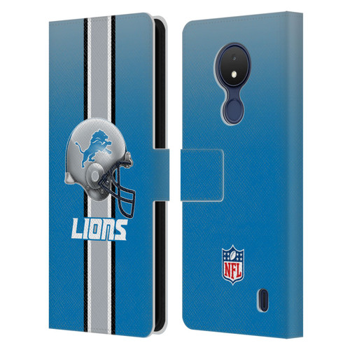 NFL Detroit Lions Logo Helmet Leather Book Wallet Case Cover For Nokia C21