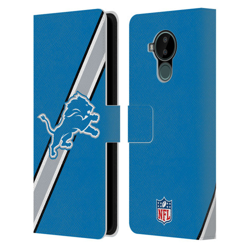 NFL Detroit Lions Logo Stripes Leather Book Wallet Case Cover For Nokia C30
