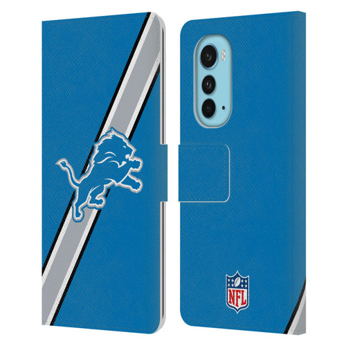 NFL Detroit Lions Logo Stripes Leather Book Wallet Case Cover For Motorola Edge (2022)