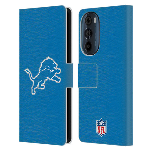 NFL Detroit Lions Logo Plain Leather Book Wallet Case Cover For Motorola Edge 30