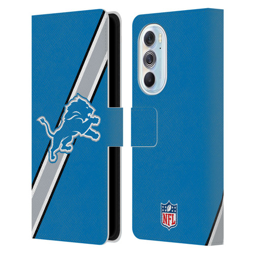 NFL Detroit Lions Logo Stripes Leather Book Wallet Case Cover For Motorola Edge X30