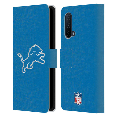 NFL Detroit Lions Logo Plain Leather Book Wallet Case Cover For OnePlus Nord CE 5G