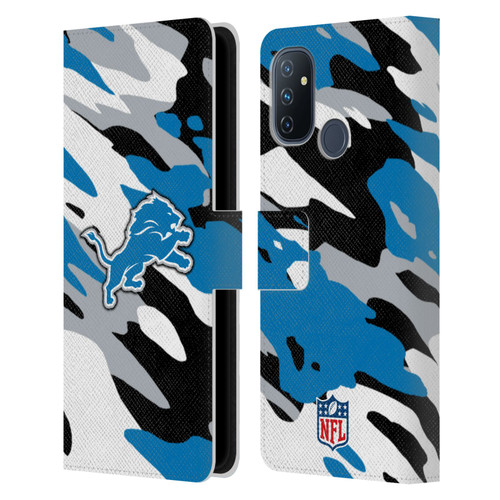 NFL Detroit Lions Logo Camou Leather Book Wallet Case Cover For OnePlus Nord N100
