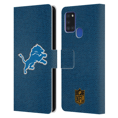 NFL Detroit Lions Logo Football Leather Book Wallet Case Cover For Samsung Galaxy A21s (2020)