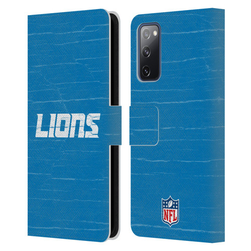 NFL Detroit Lions Logo Distressed Look Leather Book Wallet Case Cover For Samsung Galaxy S20 FE / 5G