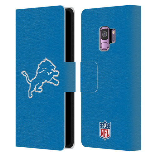 NFL Detroit Lions Logo Plain Leather Book Wallet Case Cover For Samsung Galaxy S9