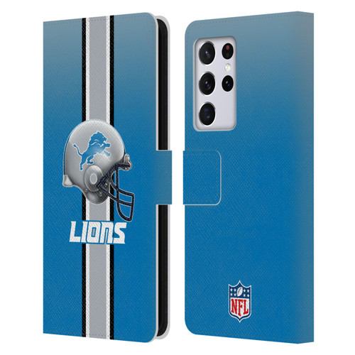 NFL Detroit Lions Logo Helmet Leather Book Wallet Case Cover For Samsung Galaxy S21 Ultra 5G