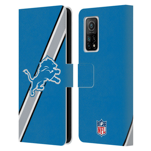 NFL Detroit Lions Logo Stripes Leather Book Wallet Case Cover For Xiaomi Mi 10T 5G