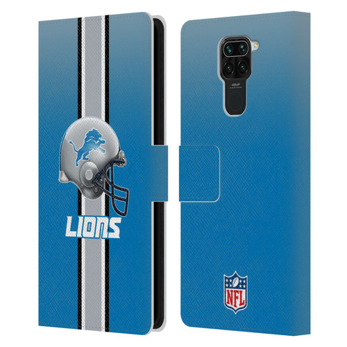 NFL Detroit Lions Logo Helmet Leather Book Wallet Case Cover For Xiaomi Redmi Note 9 / Redmi 10X 4G