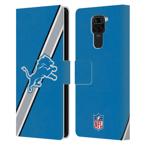 NFL Detroit Lions Logo Stripes Leather Book Wallet Case Cover For Xiaomi Redmi Note 9 / Redmi 10X 4G