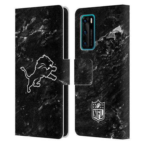 NFL Detroit Lions Artwork Marble Leather Book Wallet Case Cover For Huawei P40 5G