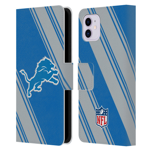 NFL Detroit Lions Artwork Stripes Leather Book Wallet Case Cover For Apple iPhone 11