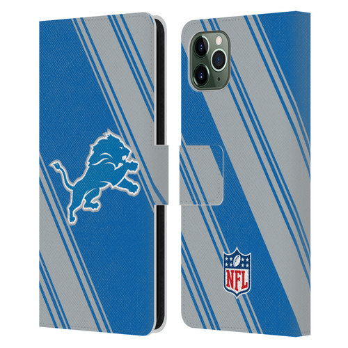 NFL Detroit Lions Artwork Stripes Leather Book Wallet Case Cover For Apple iPhone 11 Pro Max