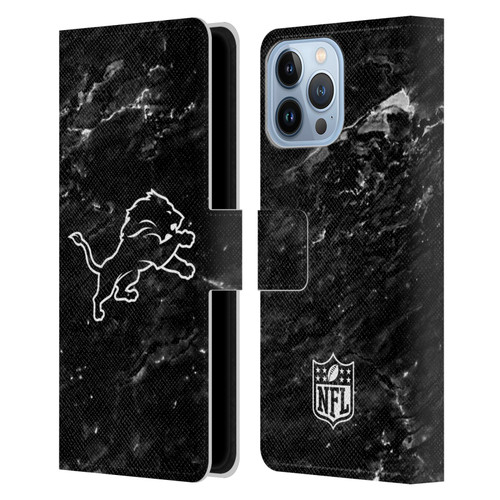 NFL Detroit Lions Artwork Marble Leather Book Wallet Case Cover For Apple iPhone 13 Pro Max