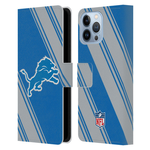 NFL Detroit Lions Artwork Stripes Leather Book Wallet Case Cover For Apple iPhone 13 Pro Max