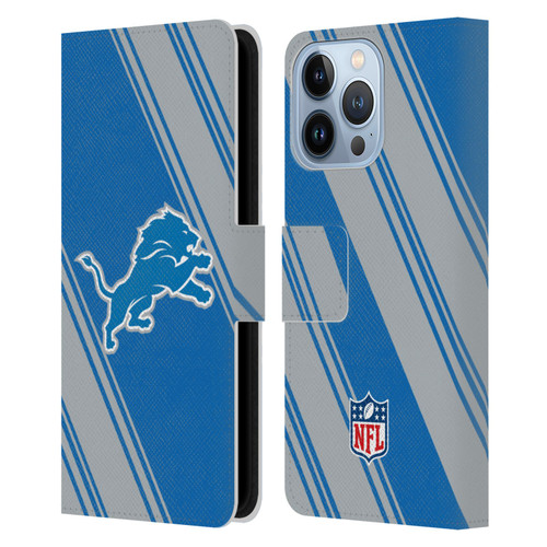 NFL Detroit Lions Artwork Stripes Leather Book Wallet Case Cover For Apple iPhone 13 Pro