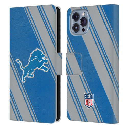 NFL Detroit Lions Artwork Stripes Leather Book Wallet Case Cover For Apple iPhone 14