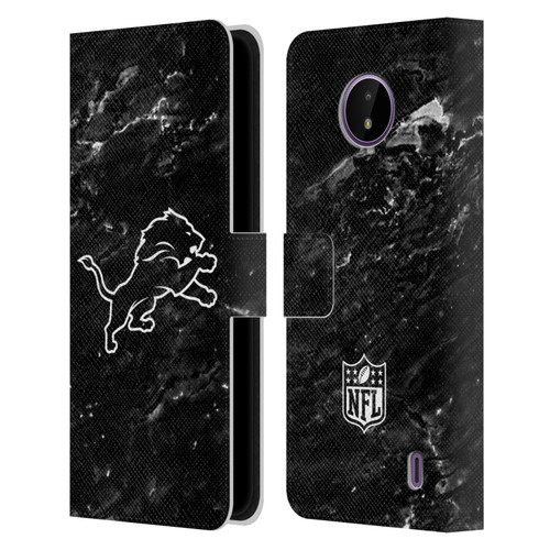 NFL Detroit Lions Artwork Marble Leather Book Wallet Case Cover For Nokia C10 / C20
