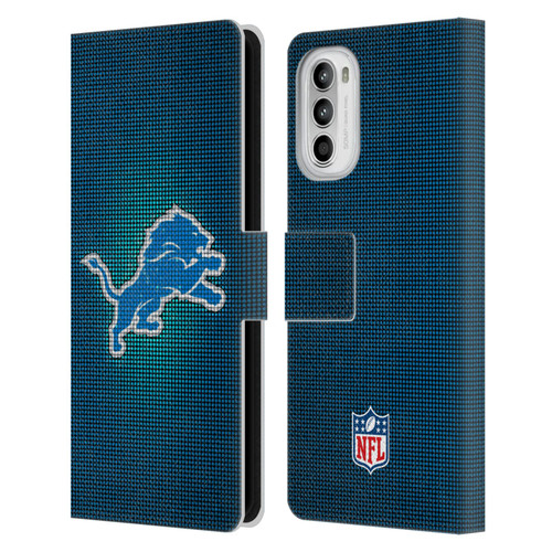 NFL Detroit Lions Artwork LED Leather Book Wallet Case Cover For Motorola Moto G52