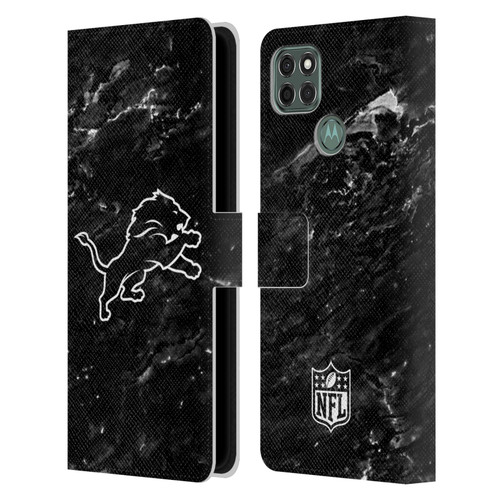 NFL Detroit Lions Artwork Marble Leather Book Wallet Case Cover For Motorola Moto G9 Power