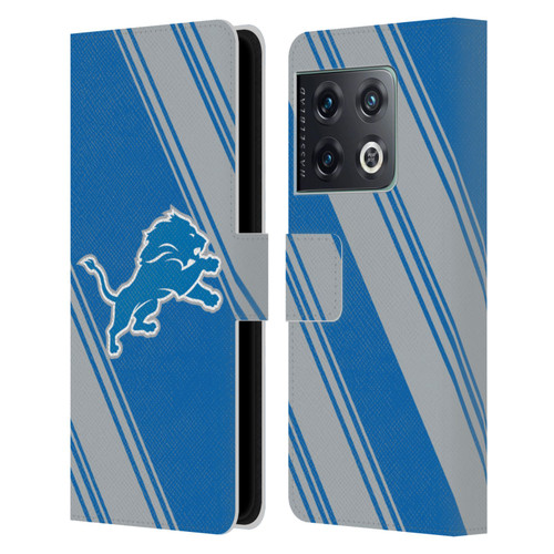 NFL Detroit Lions Artwork Stripes Leather Book Wallet Case Cover For OnePlus 10 Pro