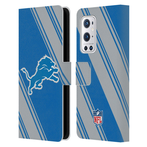 NFL Detroit Lions Artwork Stripes Leather Book Wallet Case Cover For OnePlus 9 Pro