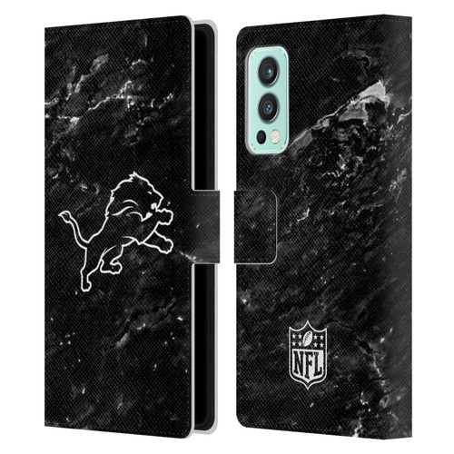 NFL Detroit Lions Artwork Marble Leather Book Wallet Case Cover For OnePlus Nord 2 5G