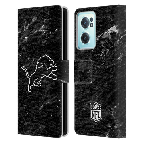 NFL Detroit Lions Artwork Marble Leather Book Wallet Case Cover For OnePlus Nord CE 2 5G