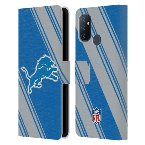 NFL Detroit Lions Artwork Stripes Leather Book Wallet Case Cover For OnePlus Nord N100