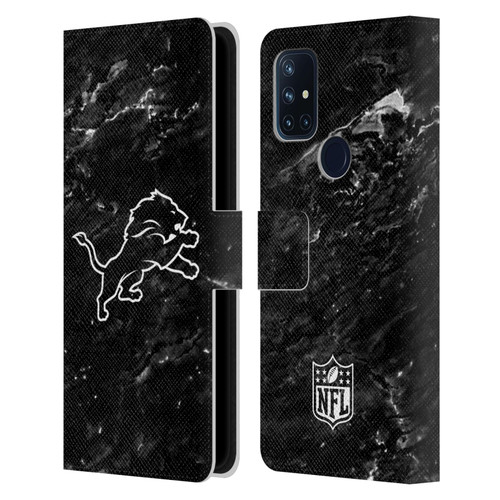 NFL Detroit Lions Artwork Marble Leather Book Wallet Case Cover For OnePlus Nord N10 5G