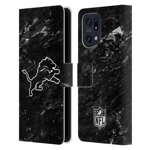 NFL Detroit Lions Artwork Marble Leather Book Wallet Case Cover For OPPO Find X5