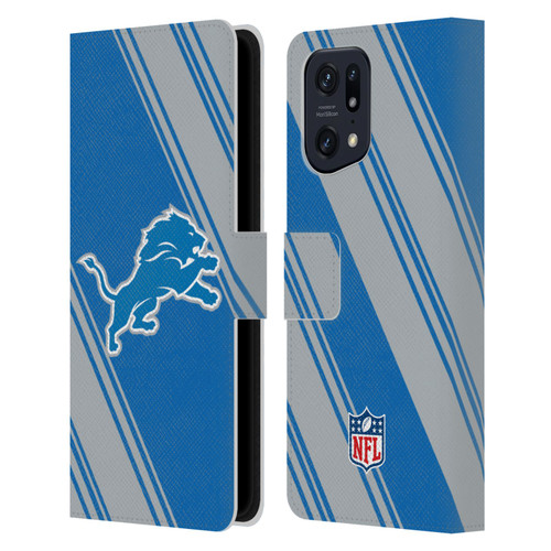 NFL Detroit Lions Artwork Stripes Leather Book Wallet Case Cover For OPPO Find X5