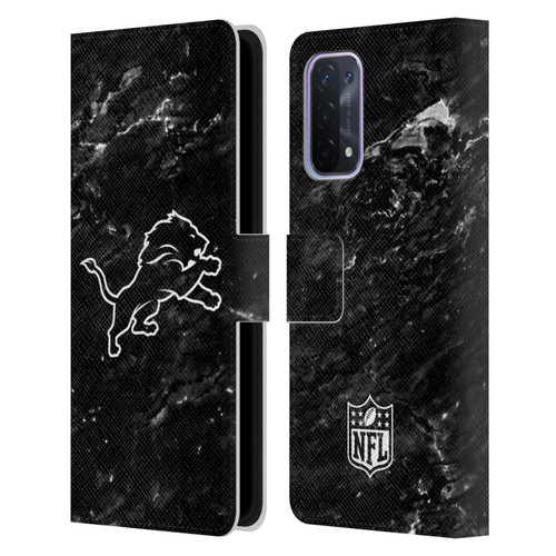 NFL Detroit Lions Artwork Marble Leather Book Wallet Case Cover For OPPO A54 5G