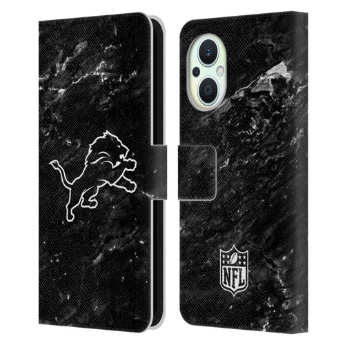 NFL Detroit Lions Artwork Marble Leather Book Wallet Case Cover For OPPO Reno8 Lite