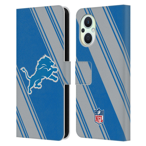 NFL Detroit Lions Artwork Stripes Leather Book Wallet Case Cover For OPPO Reno8 Lite
