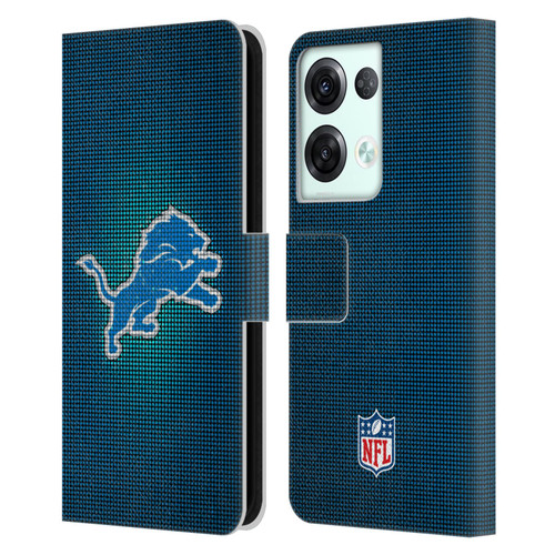 NFL Detroit Lions Artwork LED Leather Book Wallet Case Cover For OPPO Reno8 Pro