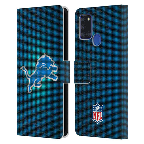 NFL Detroit Lions Artwork LED Leather Book Wallet Case Cover For Samsung Galaxy A21s (2020)