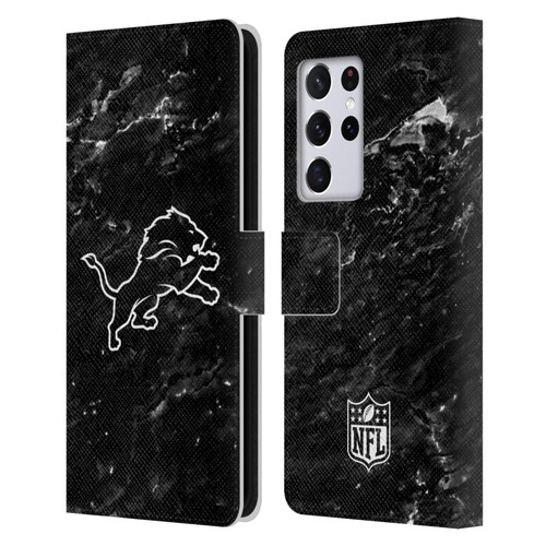 NFL Detroit Lions Artwork Marble Leather Book Wallet Case Cover For Samsung Galaxy S21 Ultra 5G